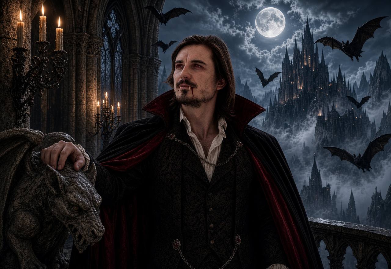 Moonlit castle of Count Vladcula
